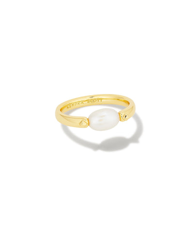 LEIGHTON PEARL BAND RING GOLD WHITE PEARL