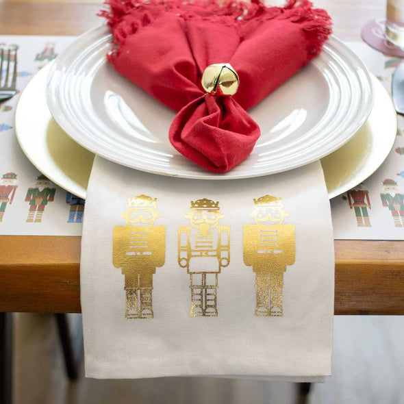 Nutcracker Glamour Hand Towel    White/Gold   20x28