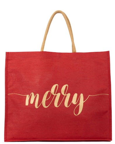 Merry Script Juco Carryall Tote   Red/Gold   22x19x8