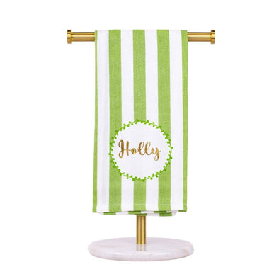 Holly Script Hand Towel  White/Jade/Gold    20x28