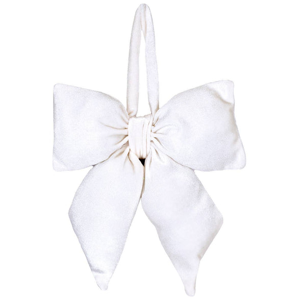 Evelyn Bow Ornament   White   5x7.5x1