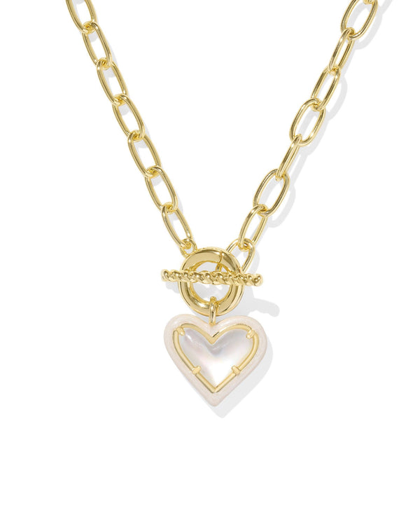 ARI HEART ENAMEL FRAME LINK AND CHAIN NECKLACE