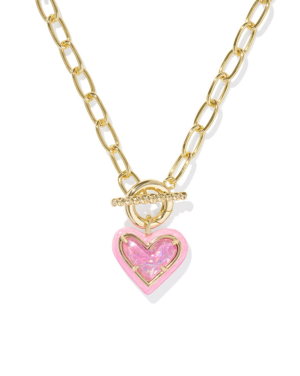 ARI HEART ENAMEL FRAME LINK AND CHAIN NECKLACE