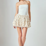 FEATHER BLOUSON MINI DRESS