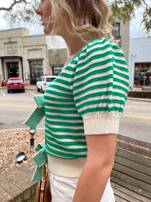 BLAIR STRIPED BOW SWEATER TOP