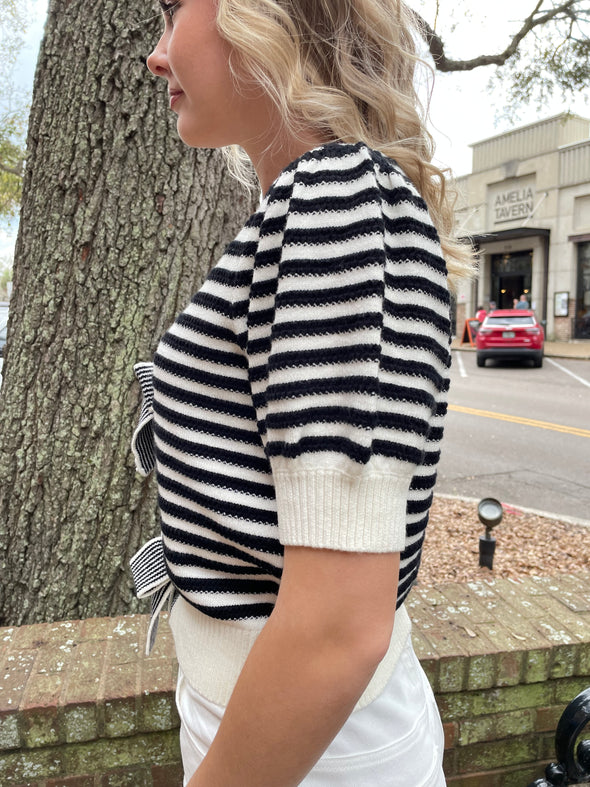 BLAIR STRIPED BOW SWEATER TOP