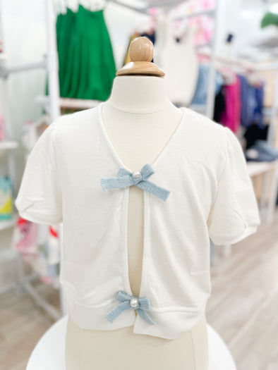 GIRLS PEARL BOW TOP