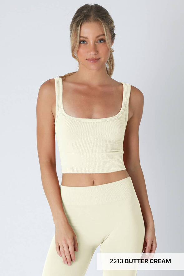 CHEVRON RIBBED CROP TOP