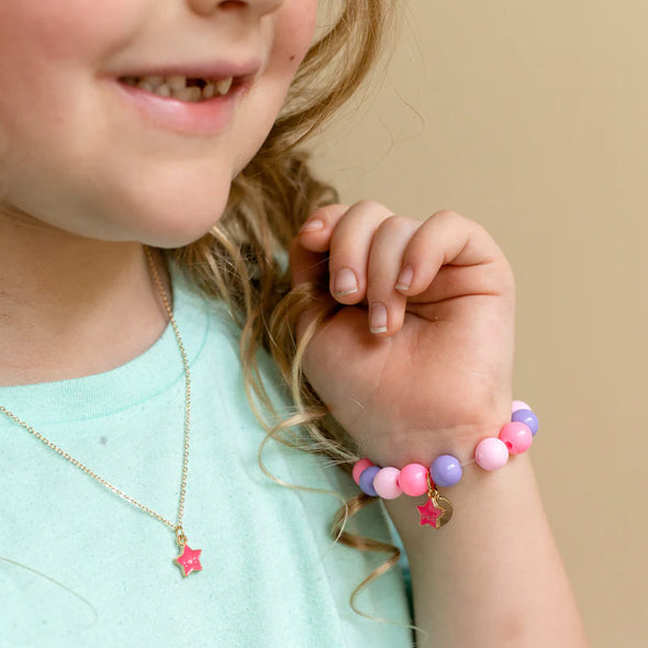 GIRLS PINK STAR NECKLACE