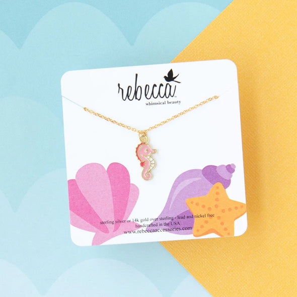GIRLS PINK SEAHORSE NECKLACE