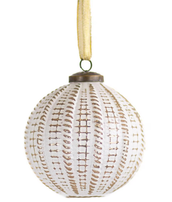 TIVOLI GLASS ORNAMENT WHITE/GOLD