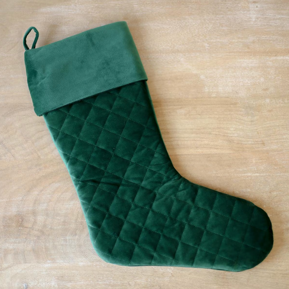 QUILTED STOCKING DARK GREEN