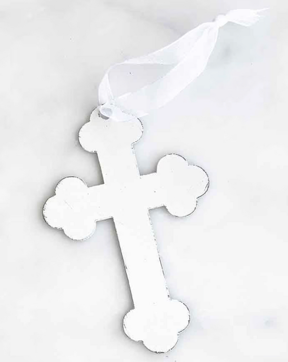 GALVANIZED CROSS ORNAMENT