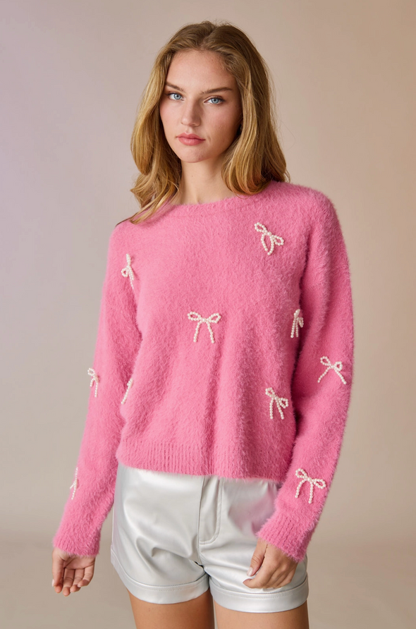 DELILAH PEARL BOW SWEATSHIRT