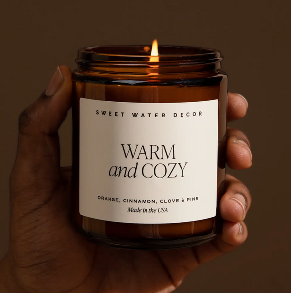 WARM AND COZY 9OZ AMBER JAR CANDLE