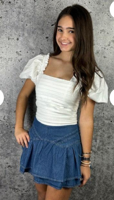 GIRLS DARK WASH DENIM SKORT