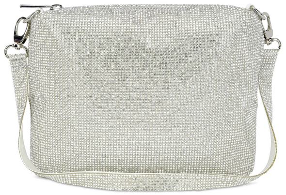 WHITE CRYSTAL CROSSBODY PURSE