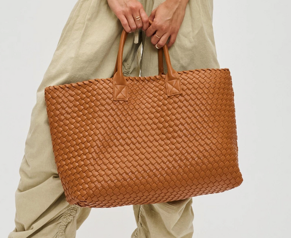 ITHACA WOVEN VEGAN LEATHER TOTE