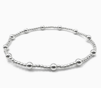 2MM STERLING SILVER WATERPROOF KARMA BRACELET (WITH 12 4MM)
