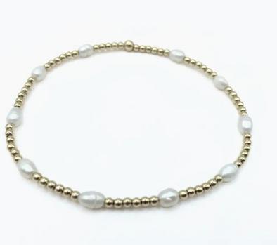 PETITE PATTERNED RICE PEARL BRACELET WITH 14K GF BEADS