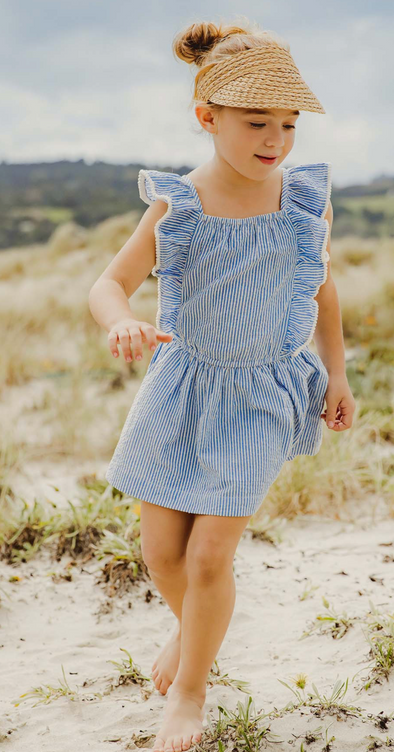 GIRLS CORNFLOWER FRILLED BEACH DRESS