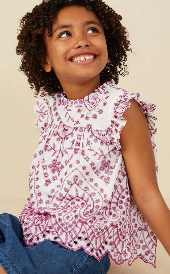 GIRLS EYELET EMBROIDERED TOP