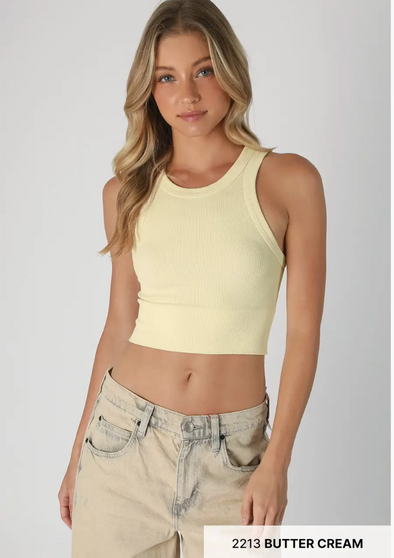 RIBBED HIGH NECK CROP TOP