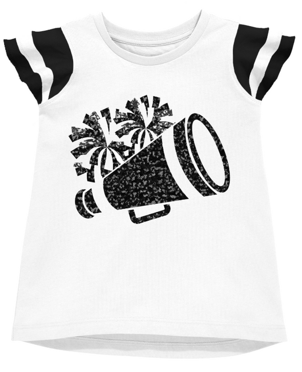 GIRLS SHIMMER RUFFLE SLEEVE SEQUIN CHEER