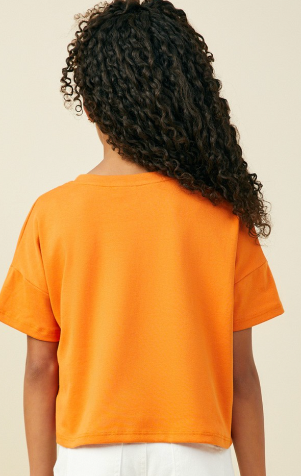 GIRLS RUFFLE POCKET KNIT TEE