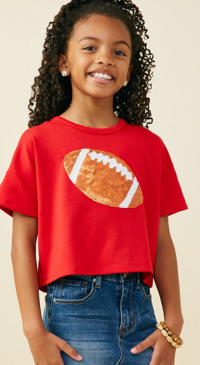 GIRLS SEQUIN FOOTBALL TEE