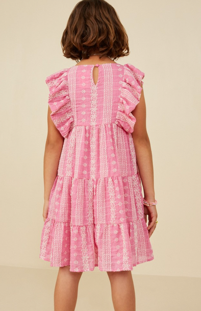 GIRLS PINK EYELET DRESS
