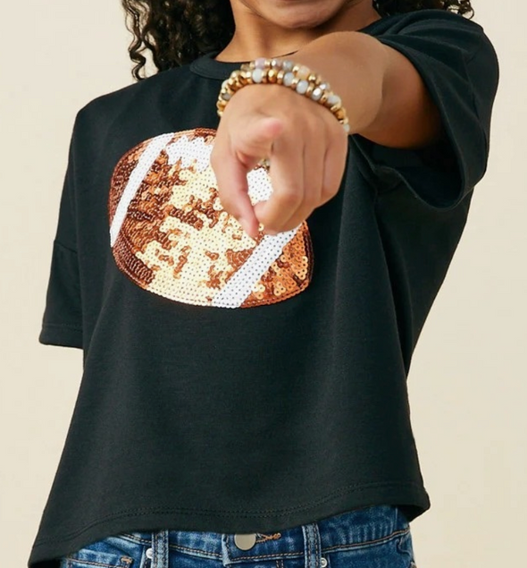 GIRLS SEQUIN FOOTBALL TEE