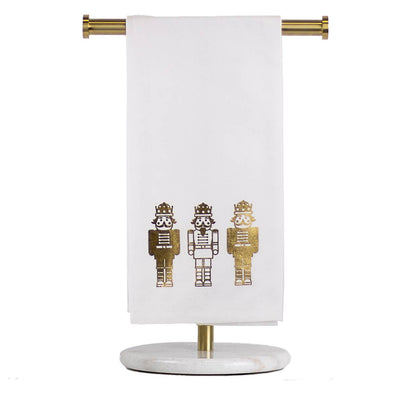 Nutcracker Glamour Hand Towel    White/Gold   20x28