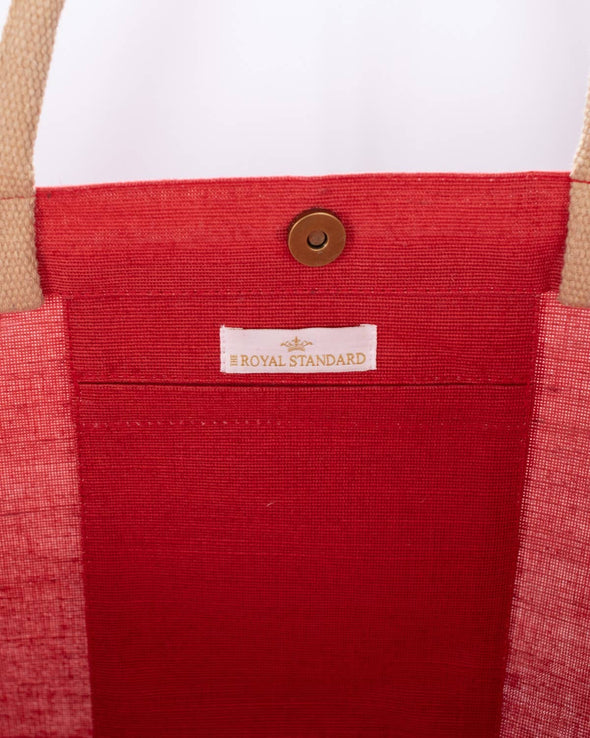 Merry Script Juco Carryall Tote   Red/Gold   22x19x8