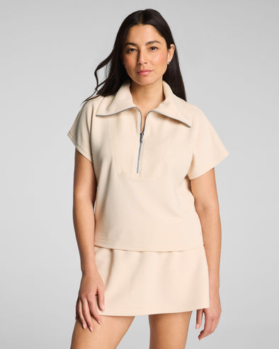 Spanx Airessentials® French Rib Short Sleeve Half Zip – Teak and Ivy