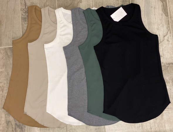 SLEEVELESS FITTED RIBBED TANK